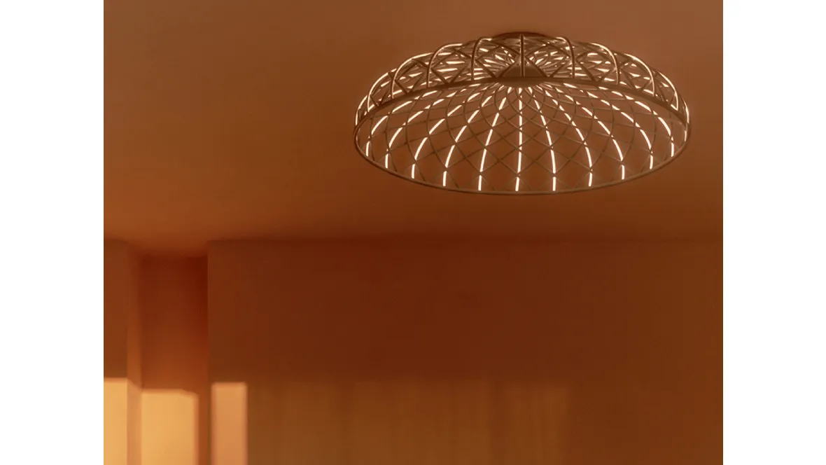 Lampada a soffitto rivestita in tessuto Skynest C di Flos