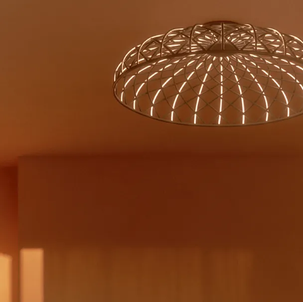 Lampada a soffitto rivestita in tessuto Skynest C di Flos