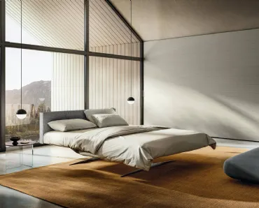 Letto con testiera imbottita Steel 1701 di Lago