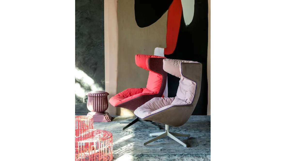 Poltrona in tessuto Take a Line For a Walk di Moroso