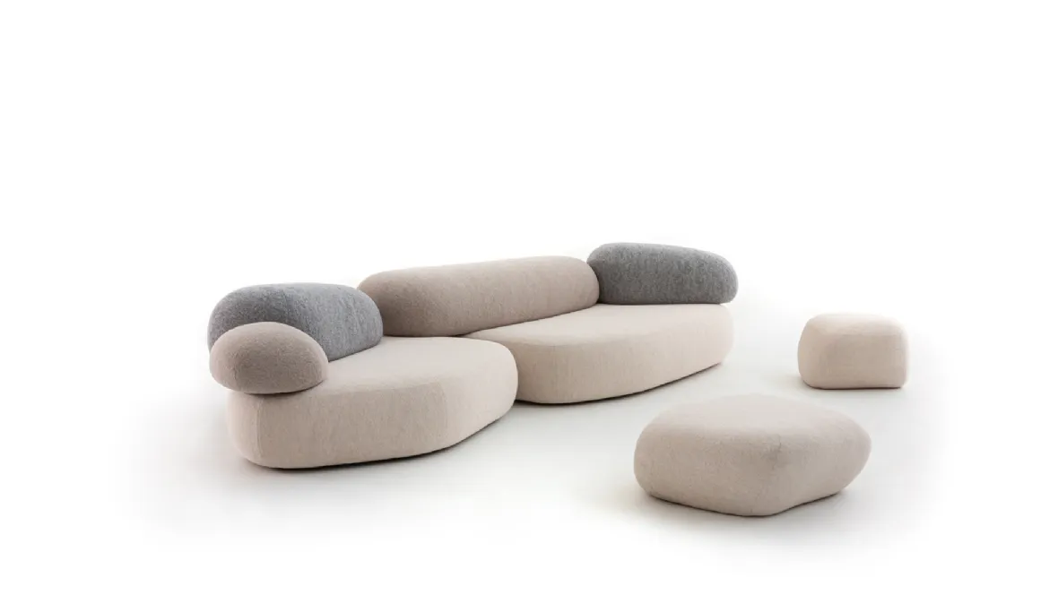 Divano lineare Pebble Rubble di Moroso