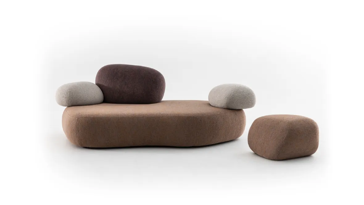 Divano lineare Pebble Rubble di Moroso