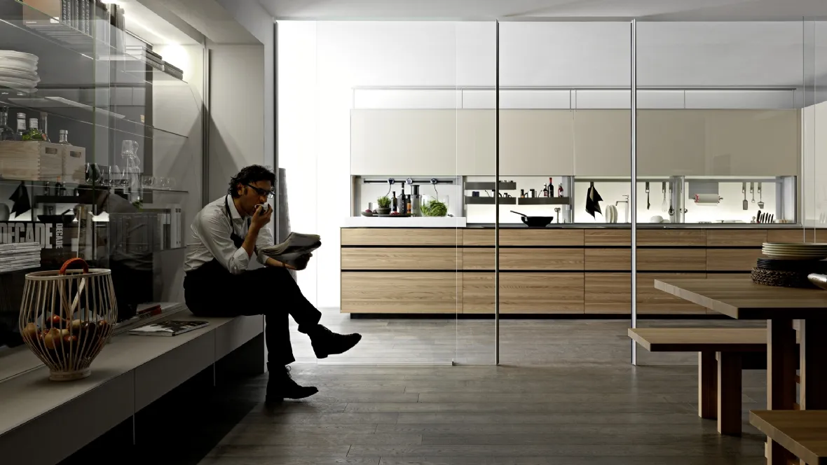 Cucina Design ad angolo Artematica Olmo Tattile di Valcucine